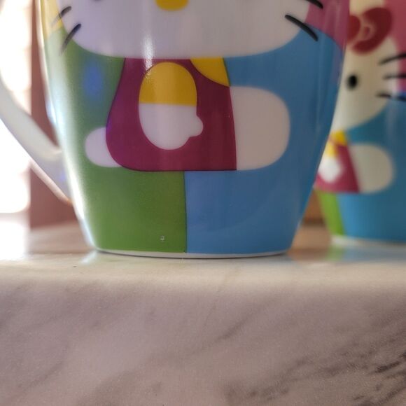 Sanrio Hello Kitty Coffee Tea Mug Set 1976-2013 Pink Green Yellow Blue Porcelain - Picture 7 of 9